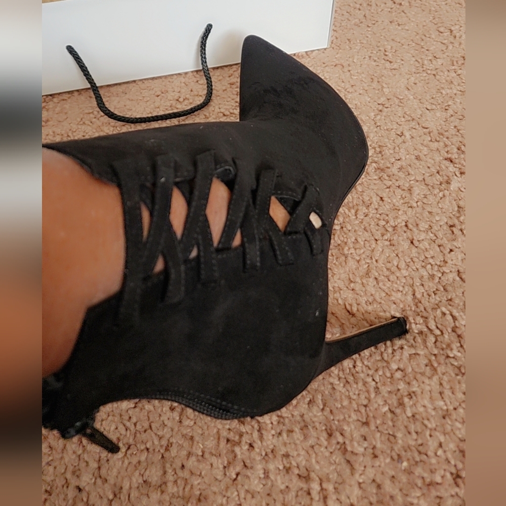 Aldo Black Lace-Up Heeled Boots